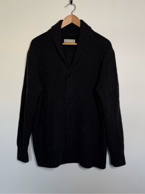 Everlane The Felted Shawl Collar Cardigan Mens Sz M Charcoal 100% Wool Grandpa